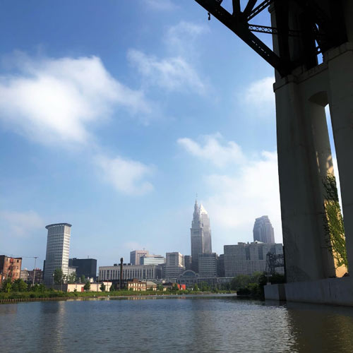 Kayak around Cleveland's downtown